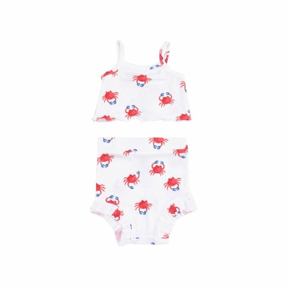Angel Dear Crabby Cuties Tank Top & High Waisted Short NWT White Red Blue 3-6M